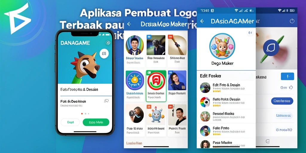 Screenshot antarmuka aplikasi DANAGAME untuk membuat logo dengan mudah.