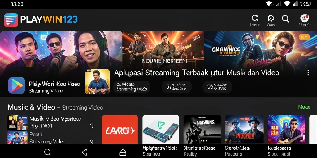 Antarmuka aplikasi Streaming Video PLAYWIN123 yang menarik dan mudah digunakan.