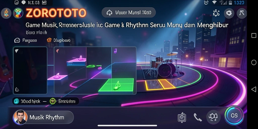 Antarmuka menarik dan responsif saat bermain Musik Rhythm.